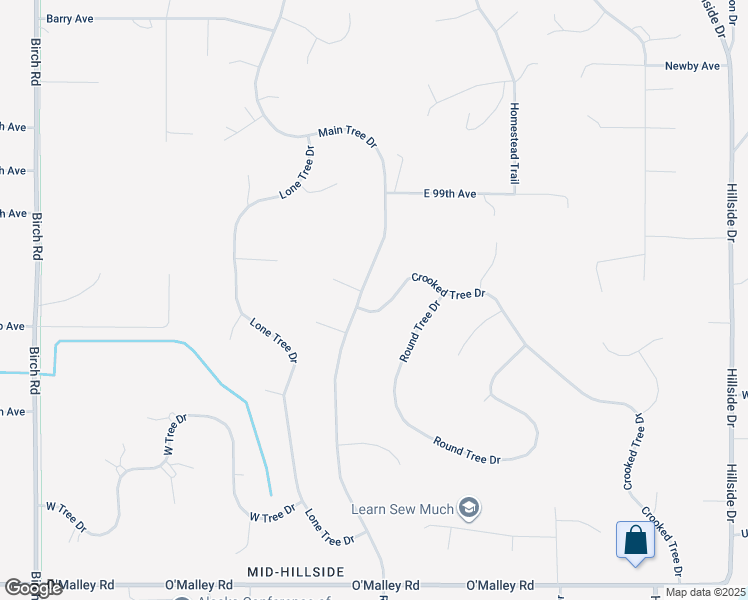 map of restaurants, bars, coffee shops, grocery stores, and more near 10035 Main Tree Drive in Anchorage