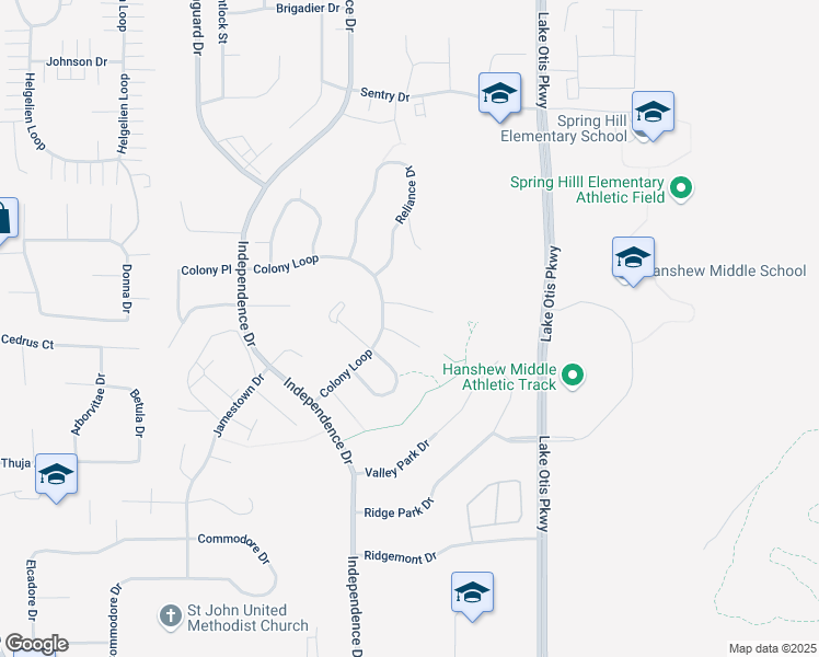 map of restaurants, bars, coffee shops, grocery stores, and more near 2331 Yorktown Circle in Anchorage