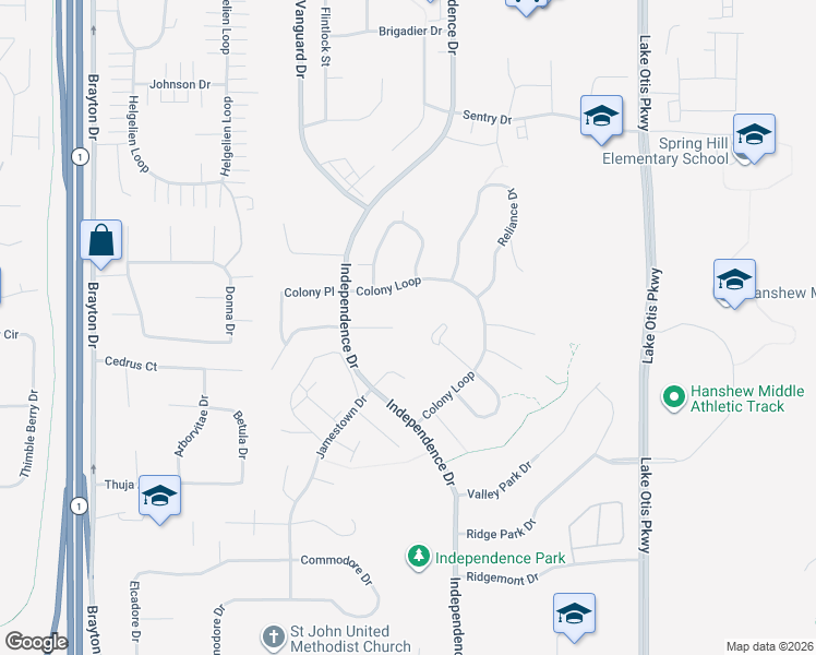 map of restaurants, bars, coffee shops, grocery stores, and more near 2060 Sturbridge Circle in Anchorage