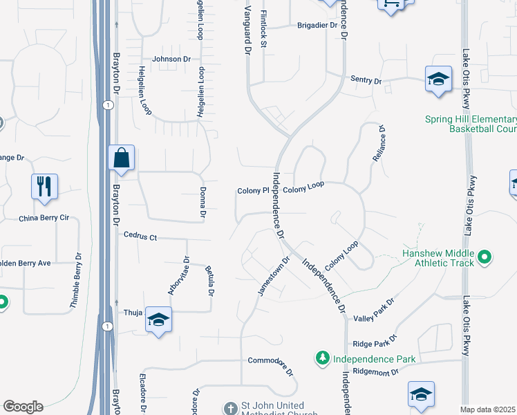map of restaurants, bars, coffee shops, grocery stores, and more near 1906 Sturbridge Court in Anchorage