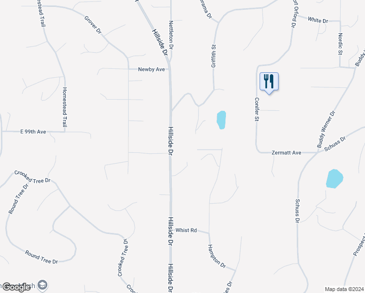 map of restaurants, bars, coffee shops, grocery stores, and more near 9931 Hillside Drive in Anchorage