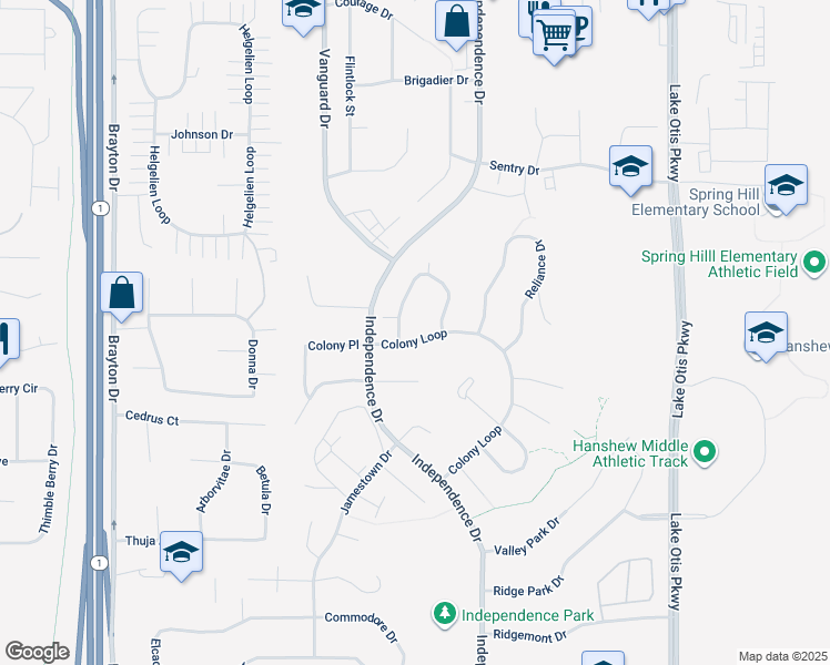 map of restaurants, bars, coffee shops, grocery stores, and more near 9604 Newhaven Loop in Anchorage
