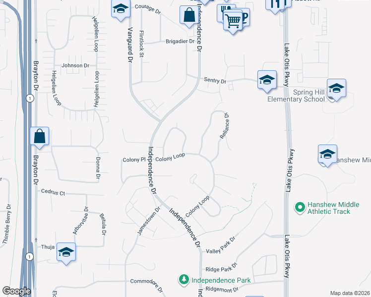 map of restaurants, bars, coffee shops, grocery stores, and more near 9803 Newhaven Loop in Anchorage