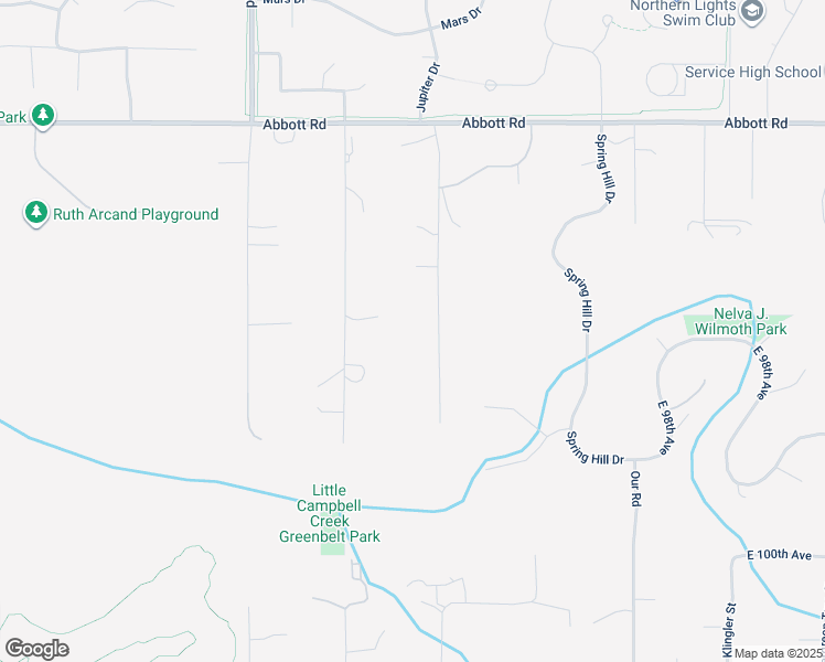 map of restaurants, bars, coffee shops, grocery stores, and more near 9540 Jupiter Drive in Anchorage