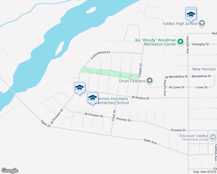 map of restaurants, bars, coffee shops, grocery stores, and more near 601-731 S Waterfall Dr in Valdez