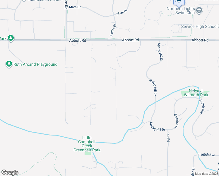 map of restaurants, bars, coffee shops, grocery stores, and more near 9540 Jupiter Drive in Anchorage