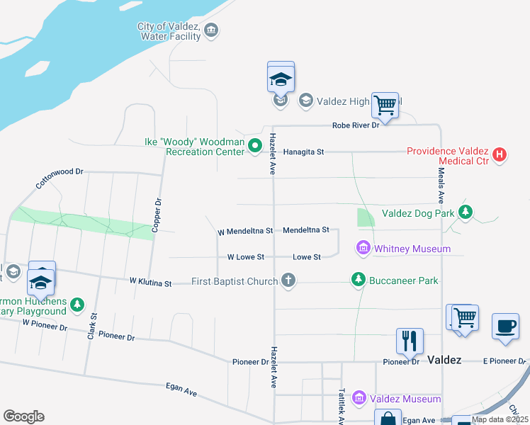 map of restaurants, bars, coffee shops, grocery stores, and more near 400 West Nabesna Street in Valdez