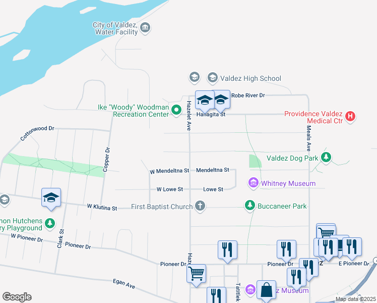 map of restaurants, bars, coffee shops, grocery stores, and more near 400-434 West Nabesna Street in Valdez