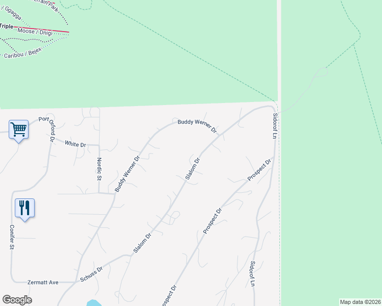 map of restaurants, bars, coffee shops, grocery stores, and more near 9400 Slalom Drive in Anchorage