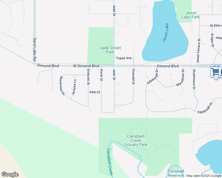 map of restaurants, bars, coffee shops, grocery stores, and more near 9370 Jade Street in Anchorage