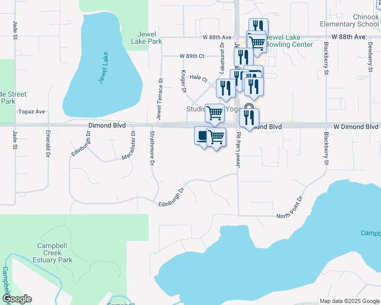 map of restaurants, bars, coffee shops, grocery stores, and more near 4058 West Dimond Boulevard in Anchorage
