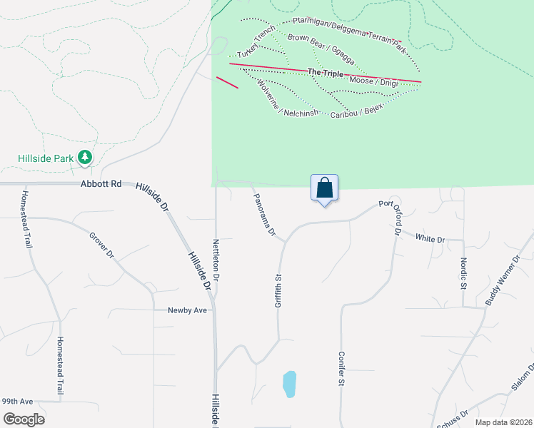 map of restaurants, bars, coffee shops, grocery stores, and more near 9260 Panorama Drive in Anchorage