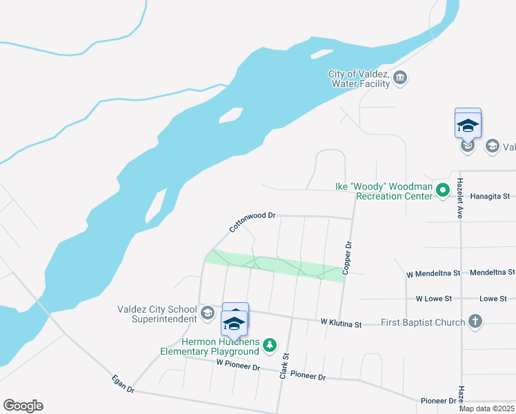 map of restaurants, bars, coffee shops, grocery stores, and more near 887 Cottonwood Drive in Valdez