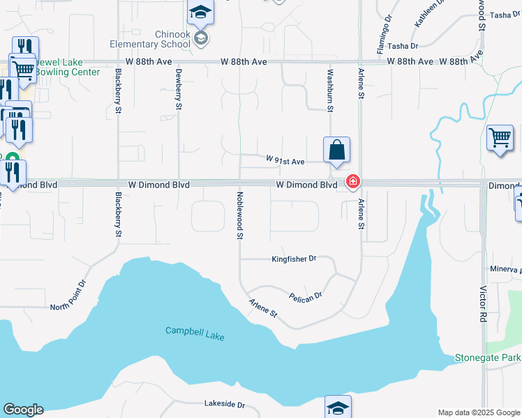 map of restaurants, bars, coffee shops, grocery stores, and more near 2828 West Dimond Boulevard in Anchorage