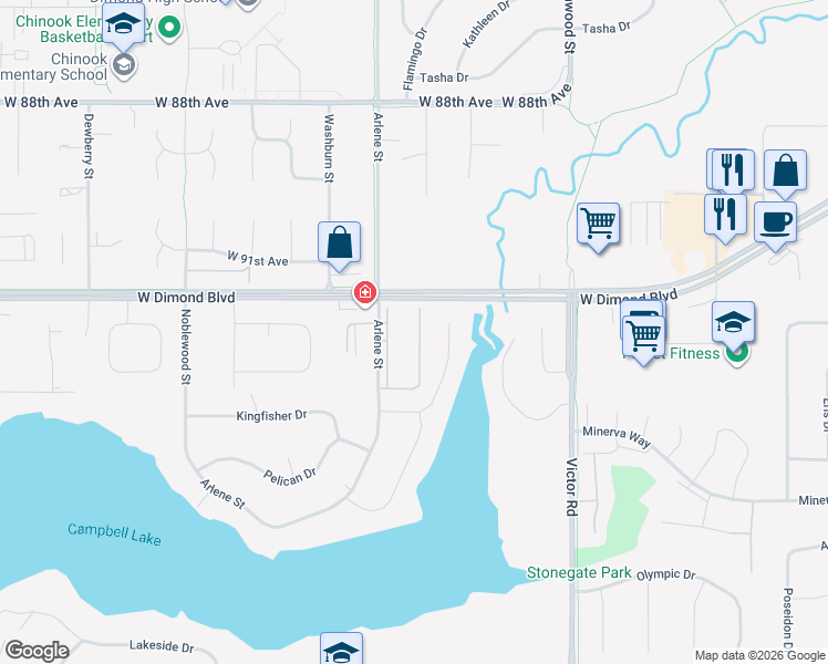 map of restaurants, bars, coffee shops, grocery stores, and more near 9260 West Dimond Boulevard in Anchorage