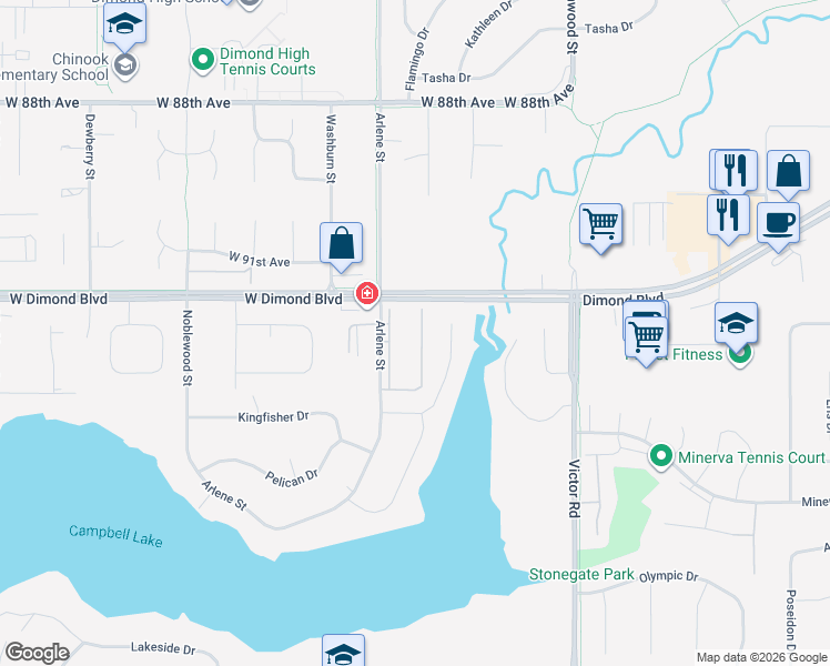 map of restaurants, bars, coffee shops, grocery stores, and more near 9260 West Dimond Boulevard in Anchorage