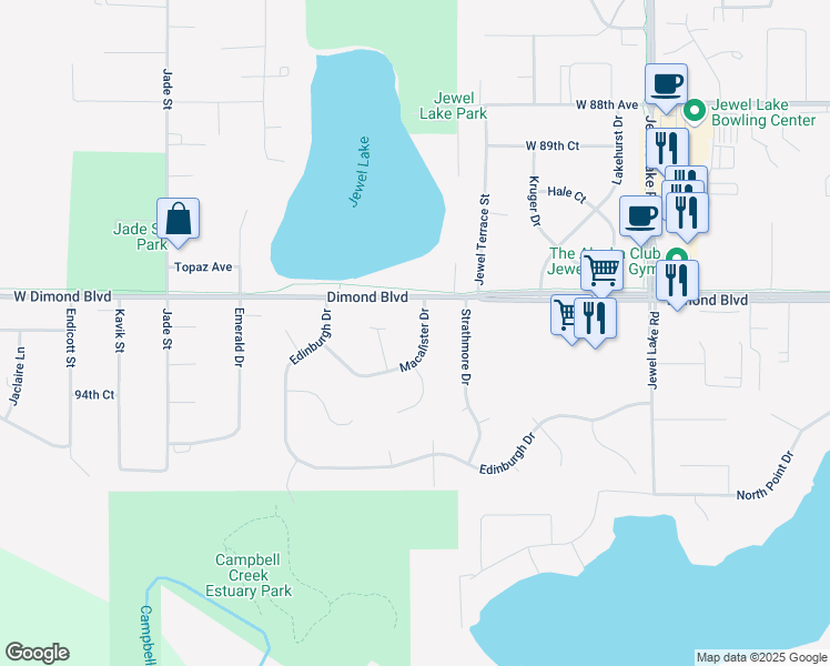 map of restaurants, bars, coffee shops, grocery stores, and more near 4311 Macalister Drive in Anchorage