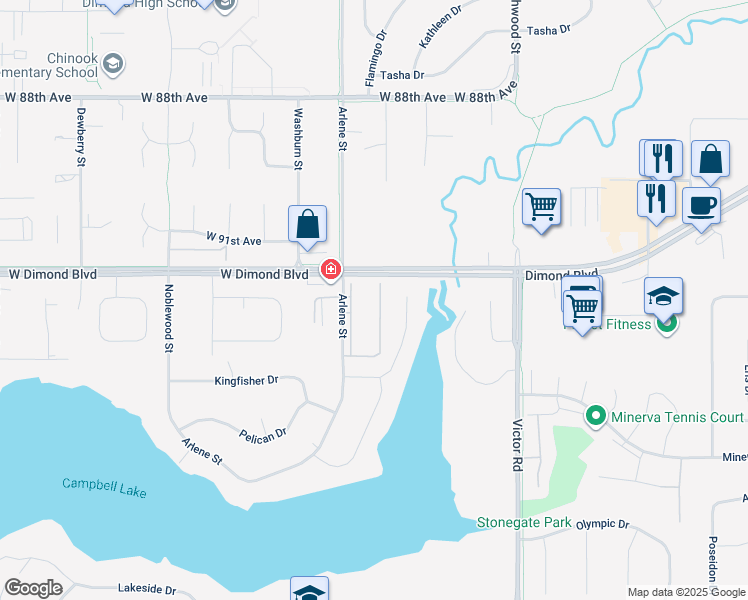 map of restaurants, bars, coffee shops, grocery stores, and more near 9220 Glenn Haven Drive in Anchorage