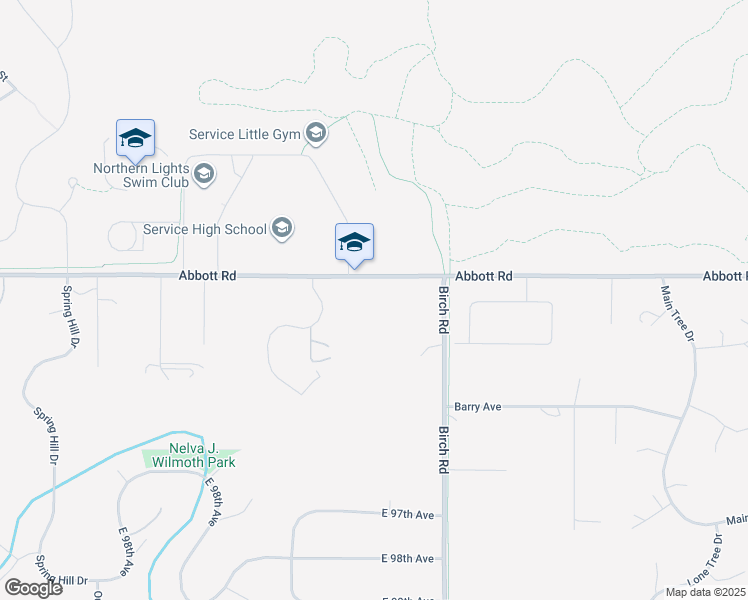 map of restaurants, bars, coffee shops, grocery stores, and more near 5622 Abbott Road in Anchorage