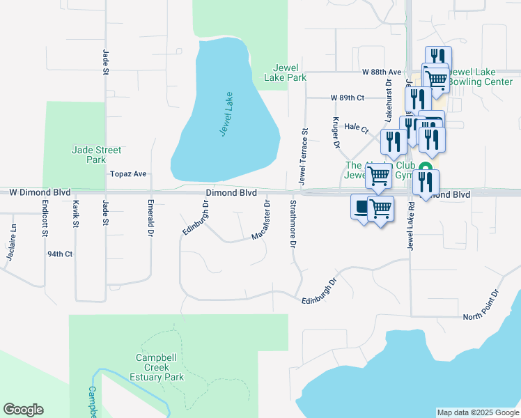 map of restaurants, bars, coffee shops, grocery stores, and more near 4311 Macalister Dr in Anchorage