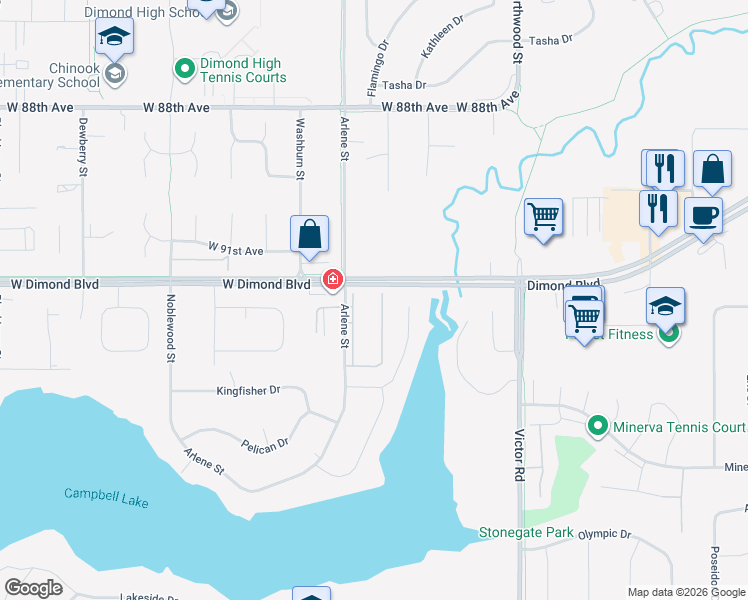 map of restaurants, bars, coffee shops, grocery stores, and more near 9260 West Dimond Boulevard in Anchorage
