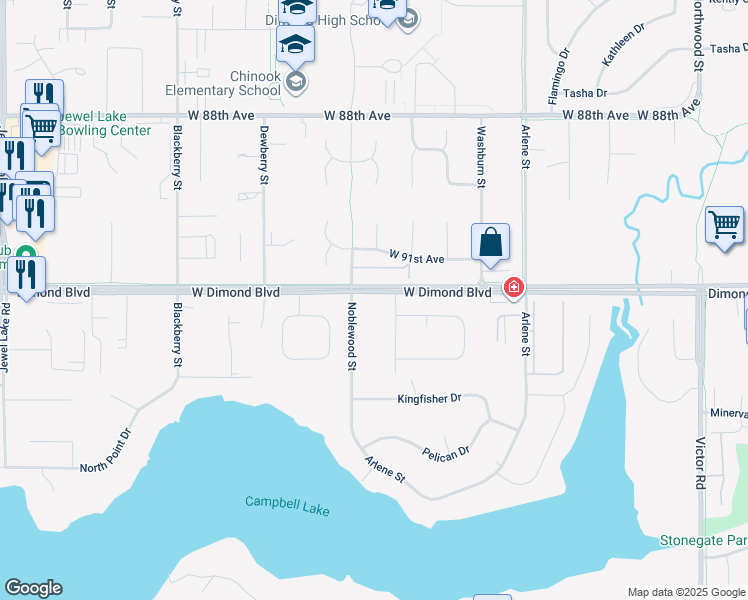 map of restaurants, bars, coffee shops, grocery stores, and more near 2828 West Dimond Boulevard in Anchorage