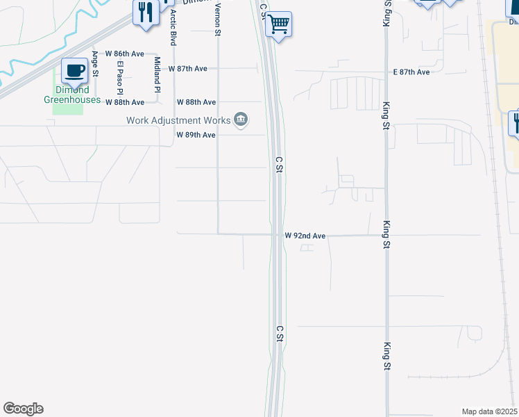 map of restaurants, bars, coffee shops, grocery stores, and more near 400 West 91st Avenue in Anchorage