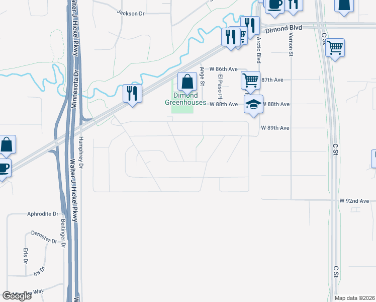 map of restaurants, bars, coffee shops, grocery stores, and more near 1200 West Dimond Boulevard in Anchorage