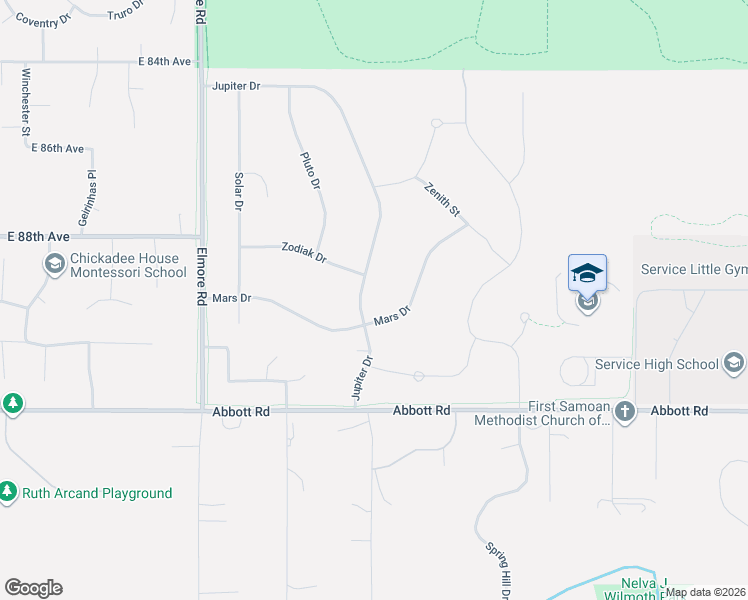 map of restaurants, bars, coffee shops, grocery stores, and more near 4436 Zodiak Drive in Anchorage