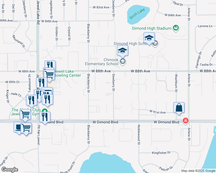 map of restaurants, bars, coffee shops, grocery stores, and more near 3330 Chaparral Circle in Anchorage