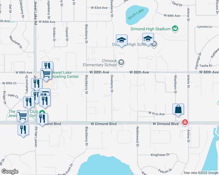 map of restaurants, bars, coffee shops, grocery stores, and more near 3330 Chaparral Circle in Anchorage