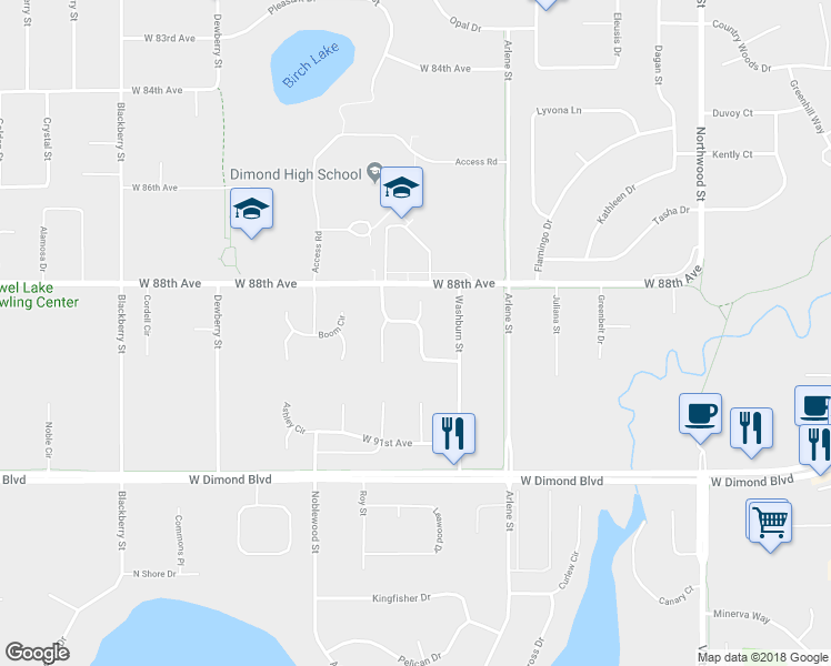 map of restaurants, bars, coffee shops, grocery stores, and more near 8902 Forest Village Drive in Anchorage