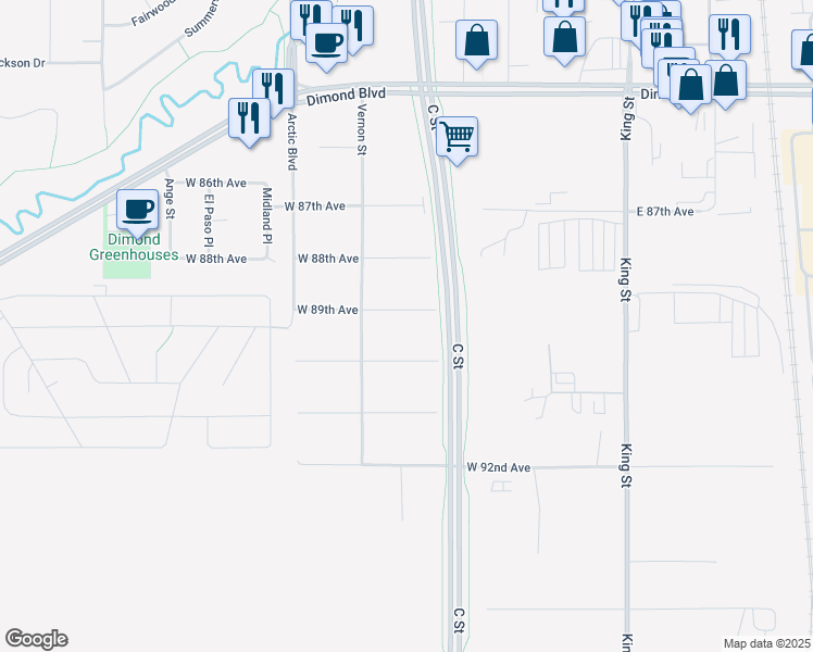 map of restaurants, bars, coffee shops, grocery stores, and more near 431 West 90th Avenue in Anchorage