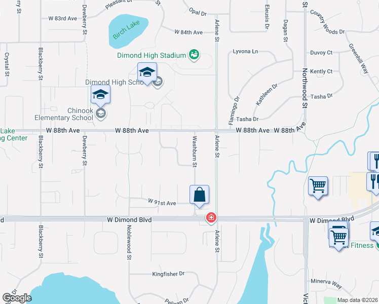 map of restaurants, bars, coffee shops, grocery stores, and more near 8921 Forest Village Drive in Anchorage