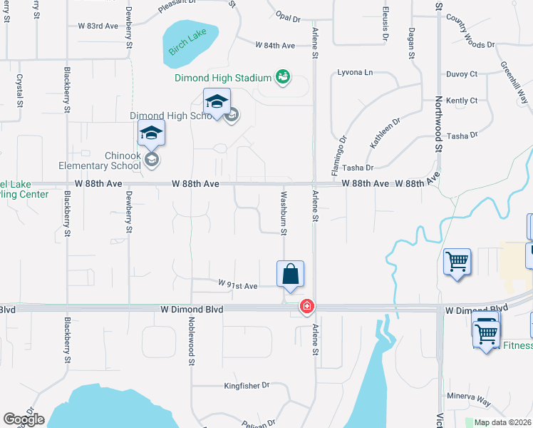 map of restaurants, bars, coffee shops, grocery stores, and more near 8921 Forest Village Drive in Anchorage