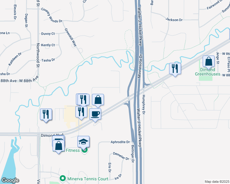 map of restaurants, bars, coffee shops, grocery stores, and more near 8850 Runamuck Place in Anchorage