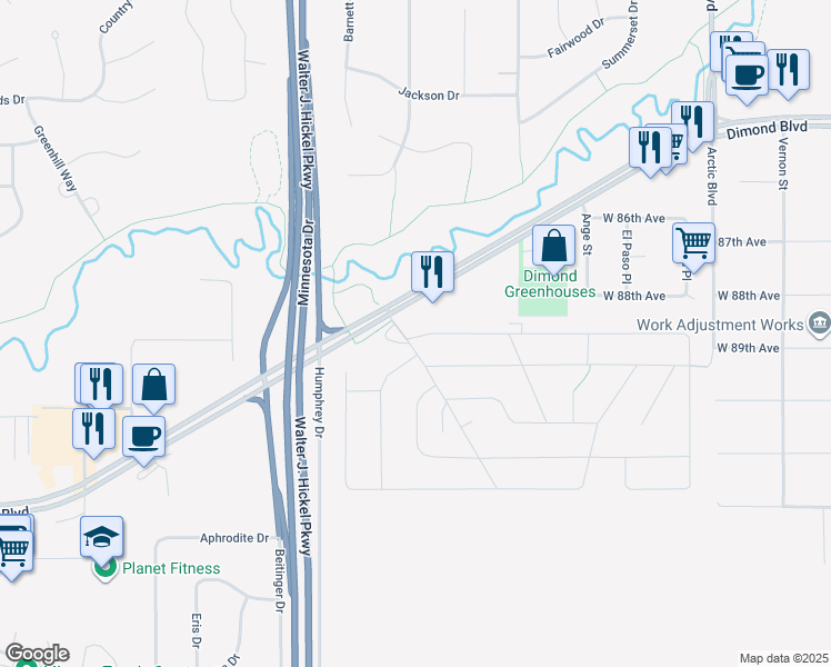 map of restaurants, bars, coffee shops, grocery stores, and more near 1159-1199 W Dimond Blvd in Anchorage
