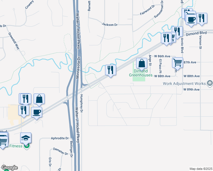 map of restaurants, bars, coffee shops, grocery stores, and more near 1159-1199 W Dimond Blvd in Anchorage