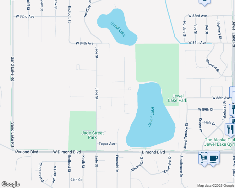 map of restaurants, bars, coffee shops, grocery stores, and more near 4715 West 88th Avenue in Anchorage
