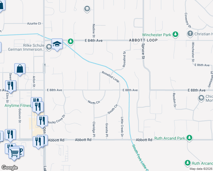 map of restaurants, bars, coffee shops, grocery stores, and more near 8740 Carter Circle in Anchorage