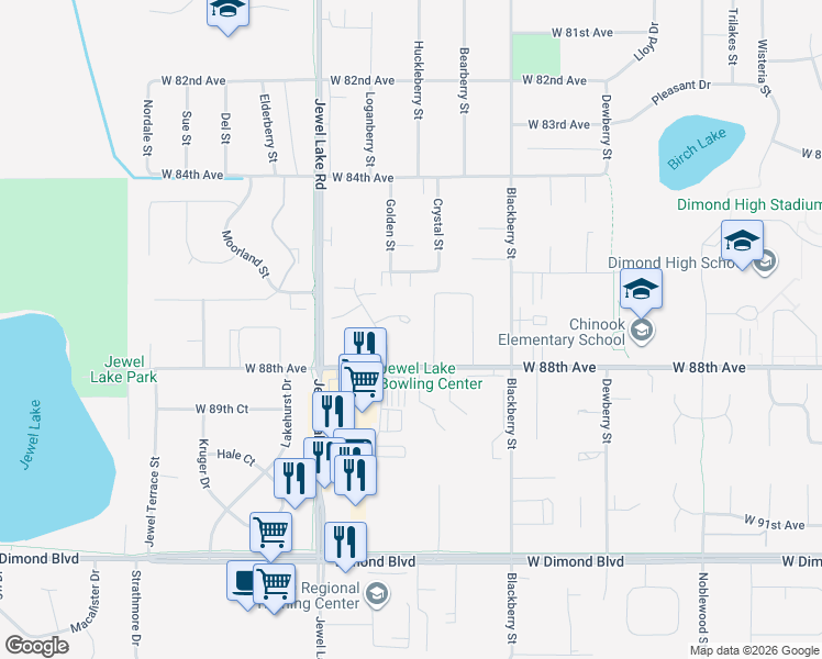 map of restaurants, bars, coffee shops, grocery stores, and more near 8731 Molanary Drive in Anchorage