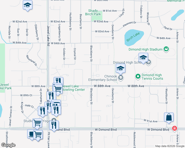 map of restaurants, bars, coffee shops, grocery stores, and more near 8720 Blackberry Street in Anchorage