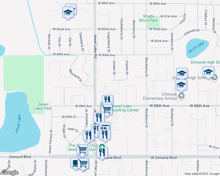 map of restaurants, bars, coffee shops, grocery stores, and more near 8621 Molanary Drive in Anchorage