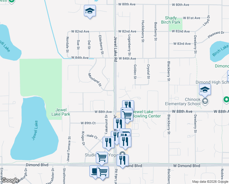 map of restaurants, bars, coffee shops, grocery stores, and more near 3901 West 86th Avenue in Anchorage
