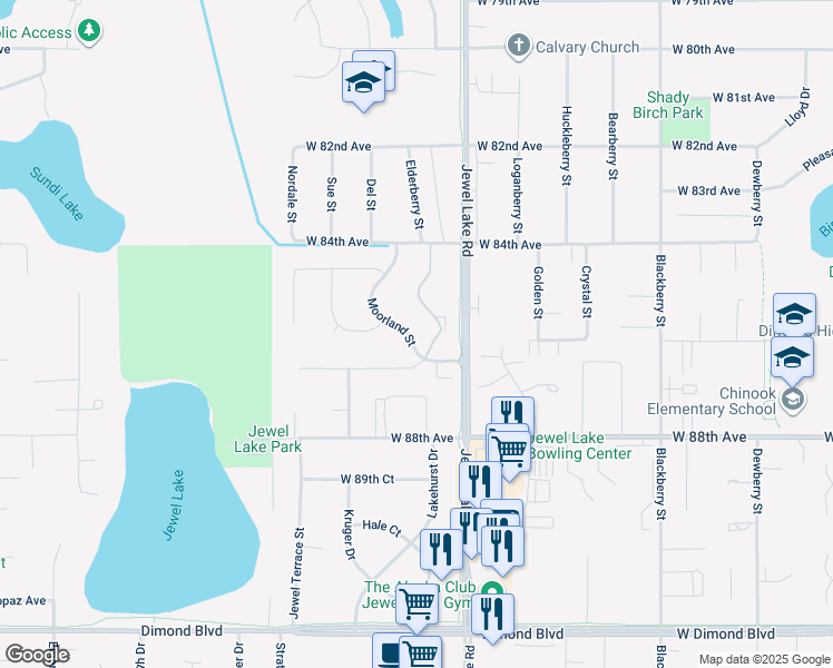 map of restaurants, bars, coffee shops, grocery stores, and more near 8586 Sara Lynn Place in Anchorage