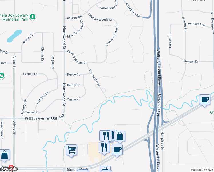 map of restaurants, bars, coffee shops, grocery stores, and more near 8541 Meadows Hills Circle in Anchorage
