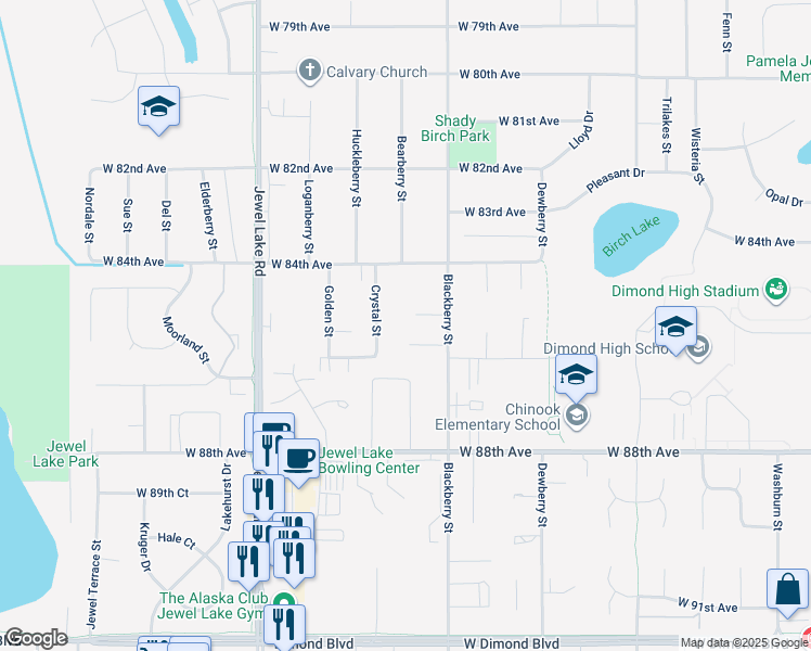 map of restaurants, bars, coffee shops, grocery stores, and more near 3635 West 86th Avenue in Anchorage