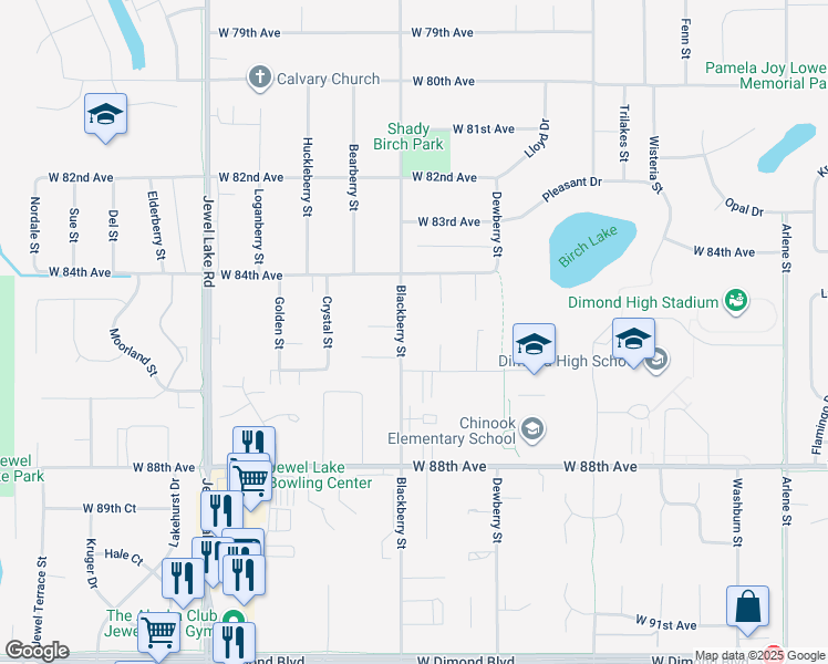 map of restaurants, bars, coffee shops, grocery stores, and more near 3439 West 86th Avenue in Anchorage