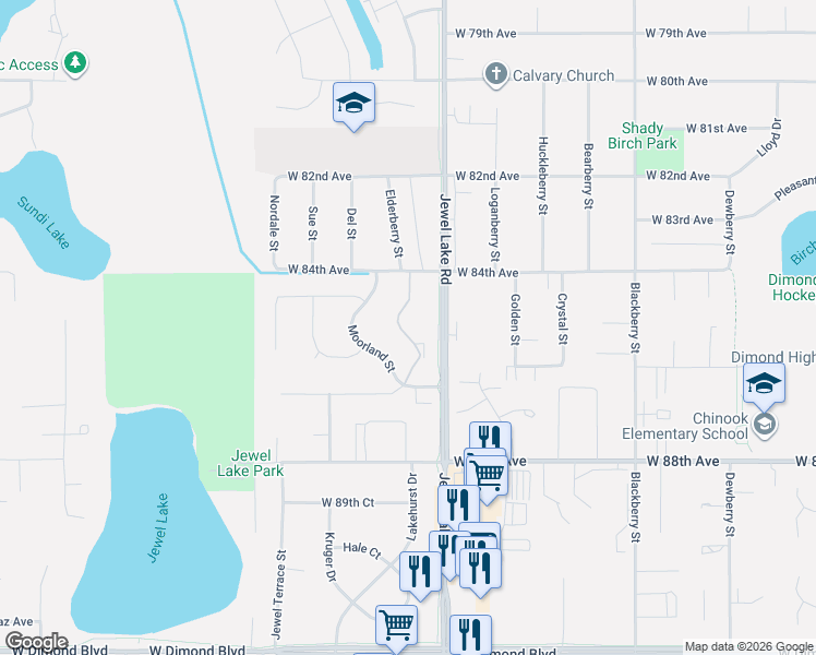 map of restaurants, bars, coffee shops, grocery stores, and more near 8586 Sara Lynn Place in Anchorage