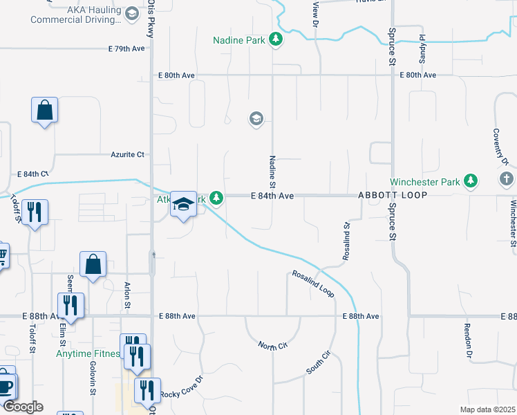 map of restaurants, bars, coffee shops, grocery stores, and more near 2930 East 84th Avenue in Anchorage